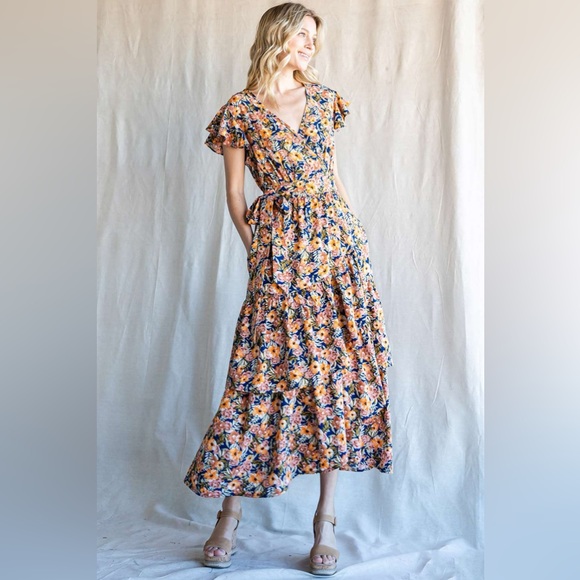Cotton Bleu Dresses & Skirts - Cotton Bleu by Nu Label Floral Ruffled Midi Dress